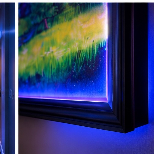 Close finished frame edge and UV illumination