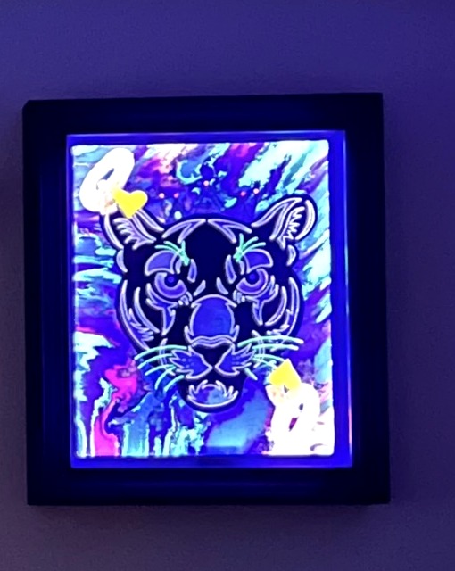 Custom UV frame with vibrant panther artwork