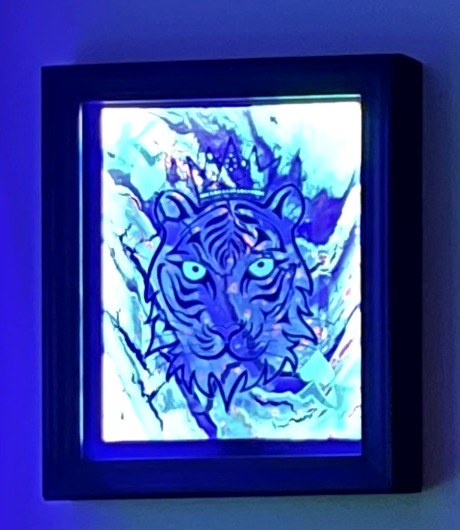 Custom UV frame with tiger artwork